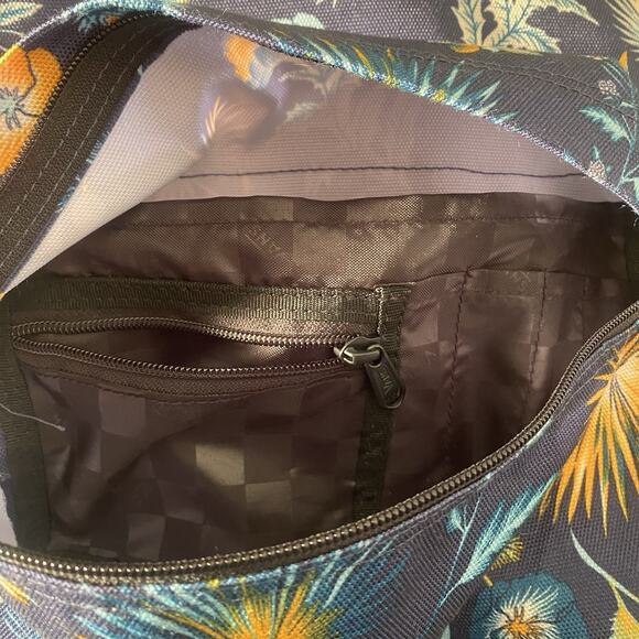 VANS Off The Wall Floral Print Backpack Double Straps Multi Pockets Blue - Picture 5 of 7